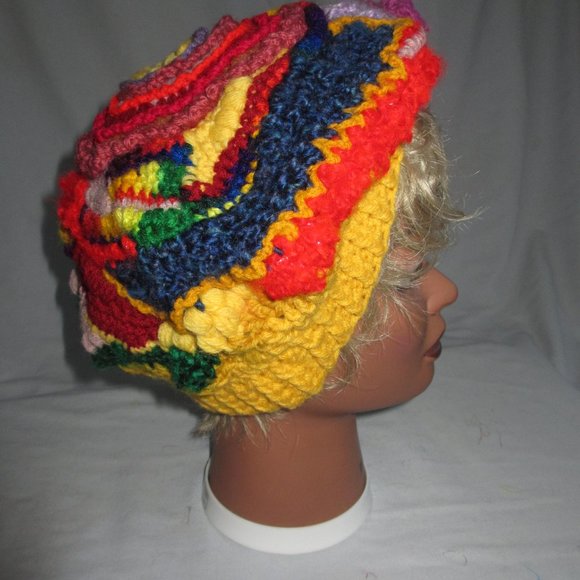 HAT Crochet NEW 2 PC SET Handmade Hat Size 20"-22" M SCARF Cap WOMEN`S beret - Picture 11 of 12